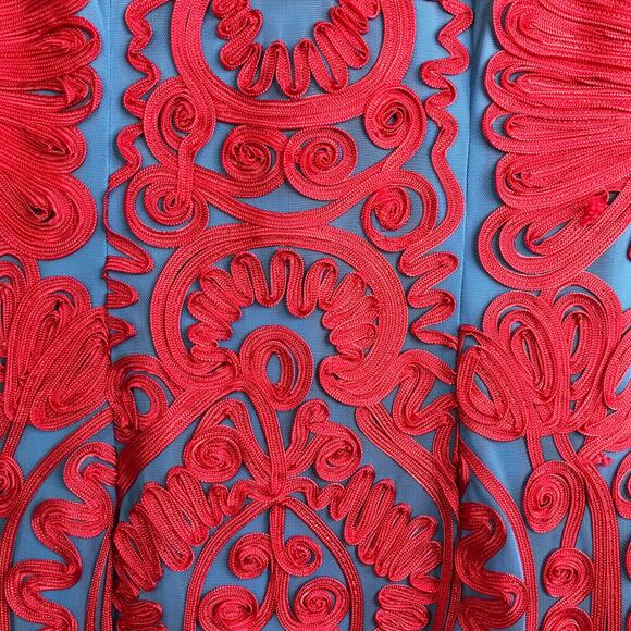 JS Collection Dress Women 12 Red Lace Boho Embroidered Soutache Midi Sleeveless - Picture 3 of 11
